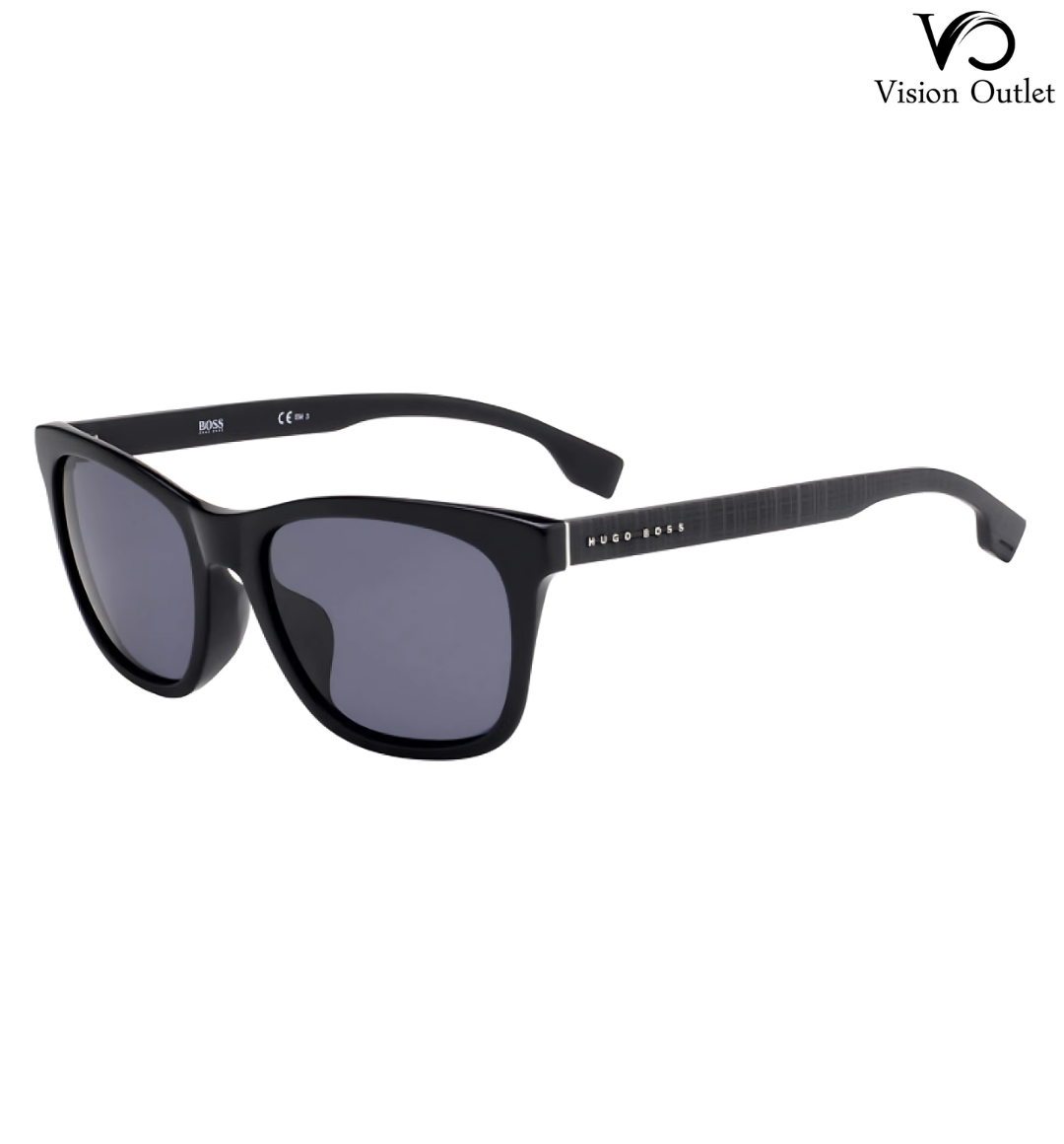 Hugo Boss BOSS 1061/F/S 807 IR men's sunglasses featuring a black square plastic frame with sleek design and dark lenses for stylish UV protection.