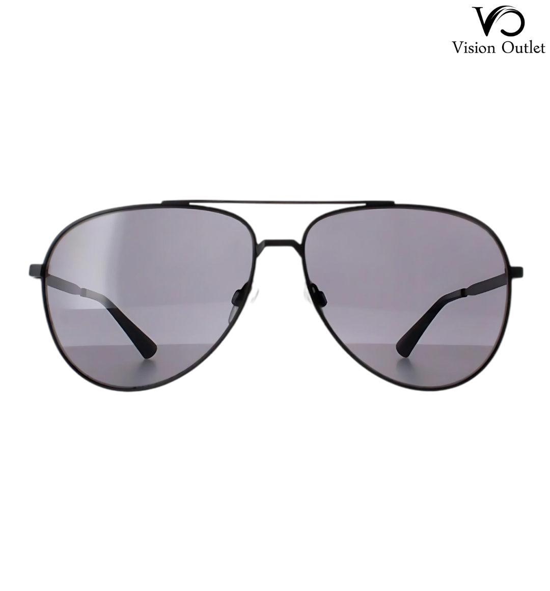 Calvin Klein CK22124S 002 Aviator Sunglasses – Semi matte black metal frame with grey lenses, full-rim design, and UV400 protection for a stylish, modern look.