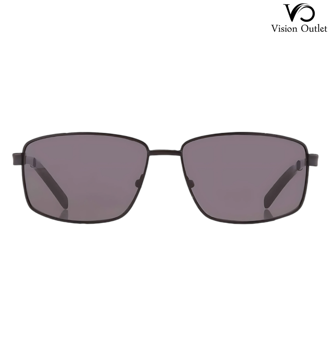 Calvin Klein CK22122S 002 Grey Rectangular Men's Sunglasses – Black semi-matte metal frame with full-rim design, non-polarized grey lenses, and 100% UV protection.