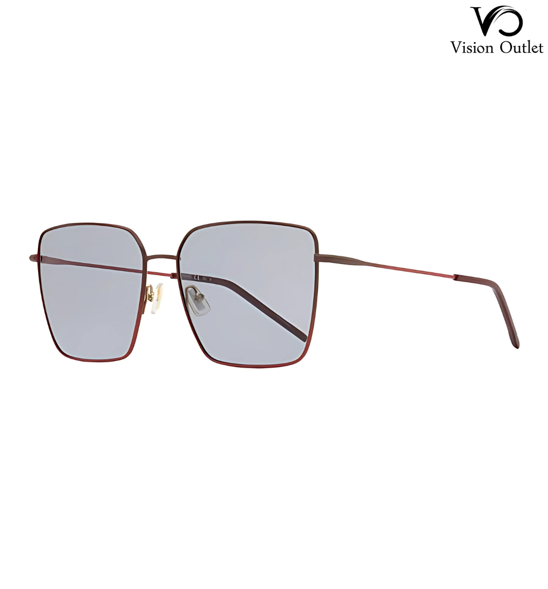 Hugo Boss 1333/S 7W5IR women's square sunglasses featuring a Burgundy Gradient metal frame with acetate temple tips and gray lenses for UV protection.