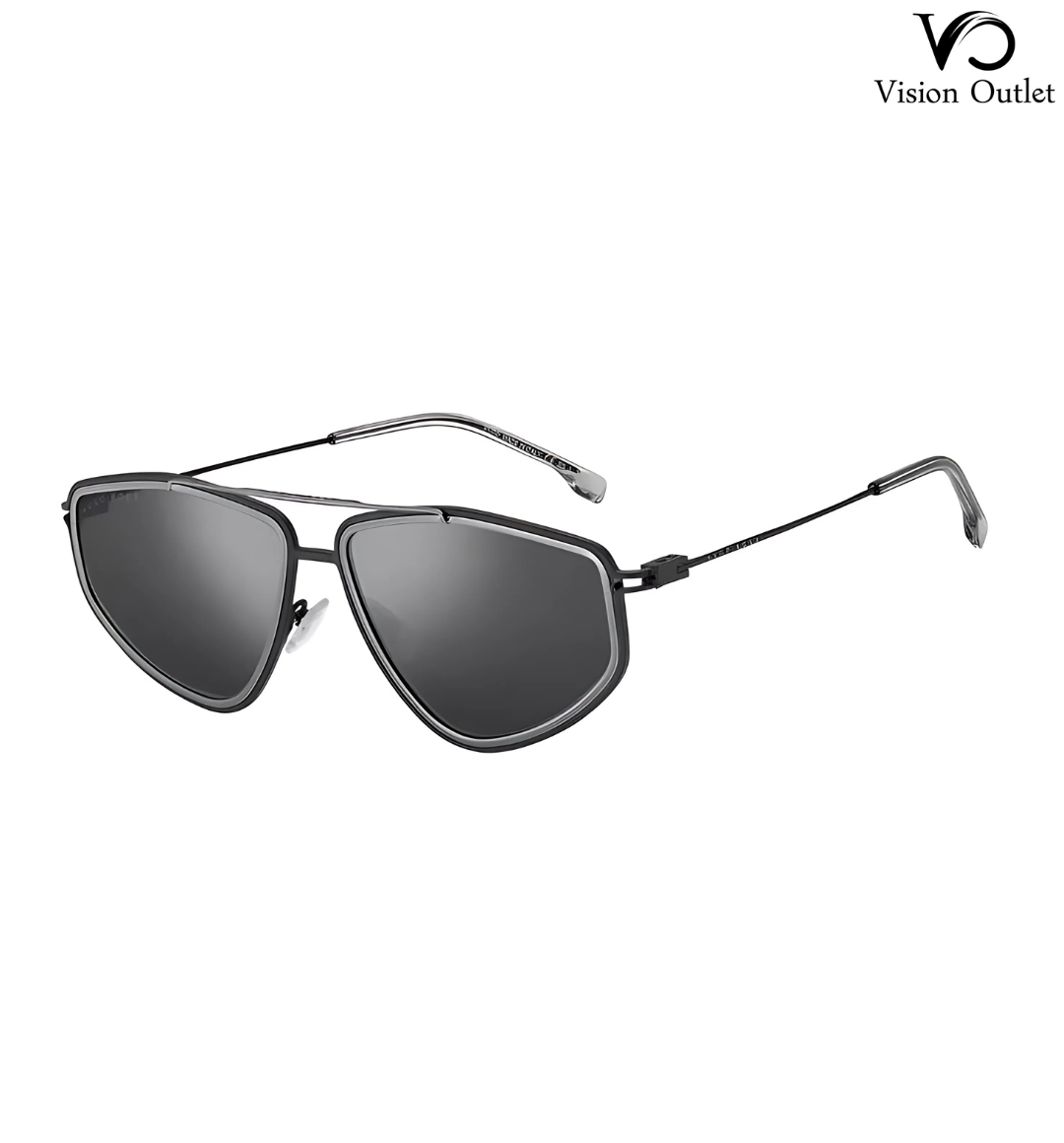 Hugo Boss 1192/S ANST4 men's sunglasses with a metal Black Dark Ruthenium frame and reflective silver mirror lenses, featuring a modern multishape design.