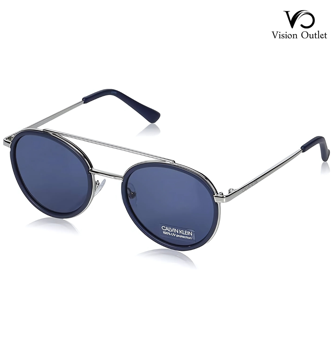 Calvin Klein CK19131S 410 Women's Sunglasses – Matte navy round full-rim frame with blue lenses, offering 100% UV protection and a stylish look.