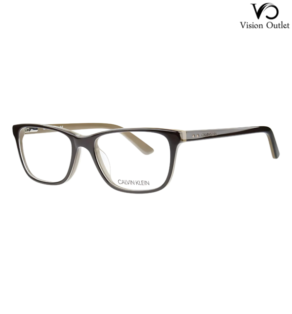 Calvin Klein CK19510 203 54 Rectangular Eyeglasses for Men – Dark brown and beige full-rim frame with lightweight plastic construction and versatile design.