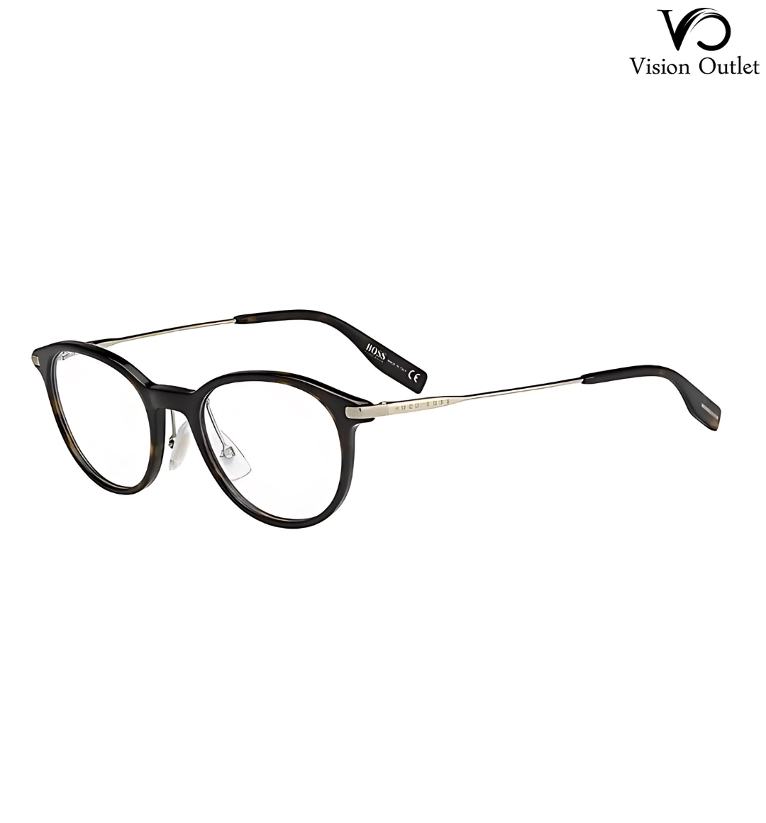 Hugo Boss 0626 FSH men's eyeglasses with round gold plastic frames, designed for optical use and prescription customization.