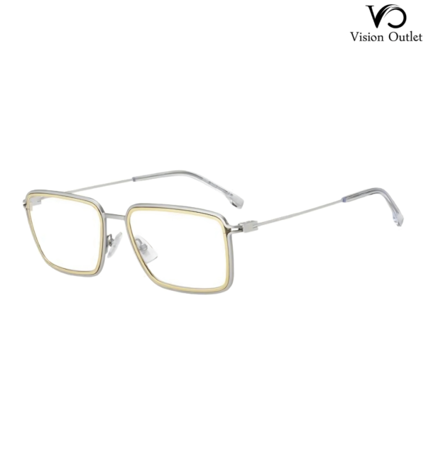 Hugo Boss 1231 TNG men’s eyeglasses with a rectangular palladium gold metal frame and transparent demo lenses.