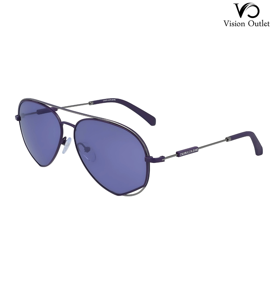 Calvin Klein Jeans CKJ19100S 505 unisex sunglasses with an eggplant-colored metal frame and matching lenses.