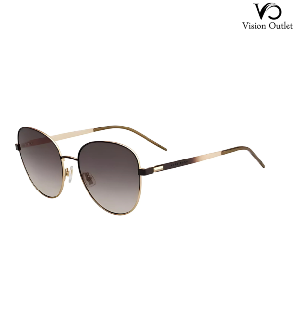 Hugo Boss 1161/S UFMHA unisex sunglasses with brown/gold butterfly frame and gradient brown polycarbonate lenses, offering UV protection.