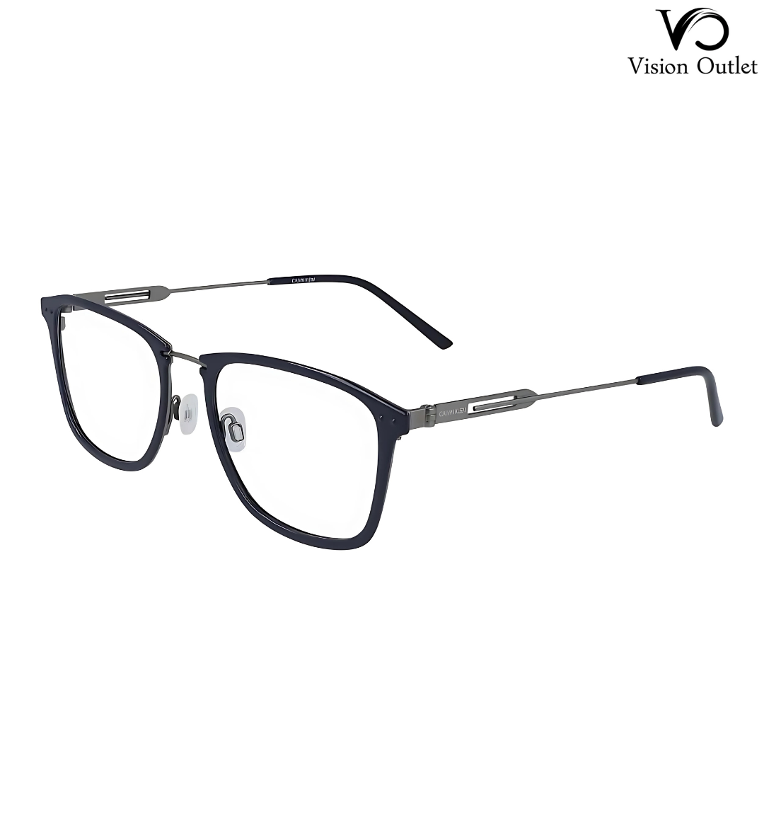 Calvin Klein CK19717F 410 Square Eyeglasses – Navy frame with metal and plastic construction, full-rim design, and prescription-ready lenses.