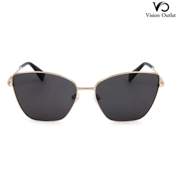 Furla SFU738 0594 women's sunglasses with a light gold full-rim frame, offering 100% UV protection and a sleek, elegant design.