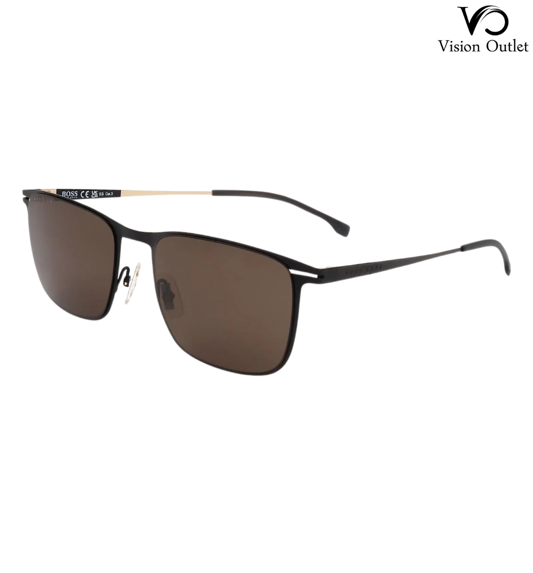 Hugo Boss 1246/S 0NZ70 sunglasses with a black metal frame and brown rectangular lenses.