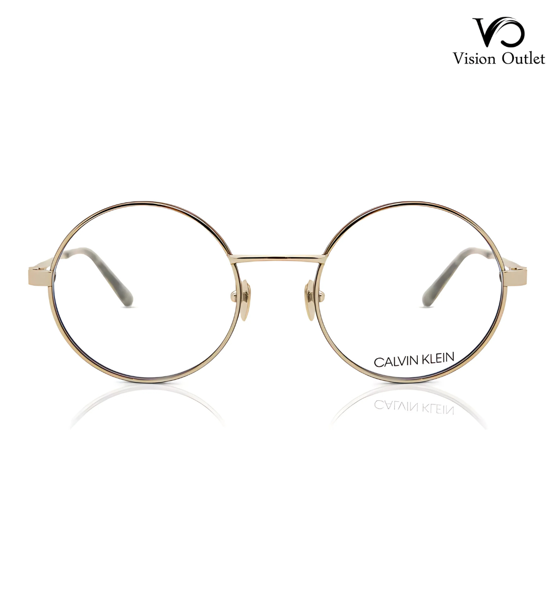 Calvin Klein CK19114 717 Gold Round Full Rim Metal Eyeglasses – Stylish unisex frame with a sleek gold finish, durable metal construction, and customizable clear lenses. Ideal for heart, oval, and square face shapes.